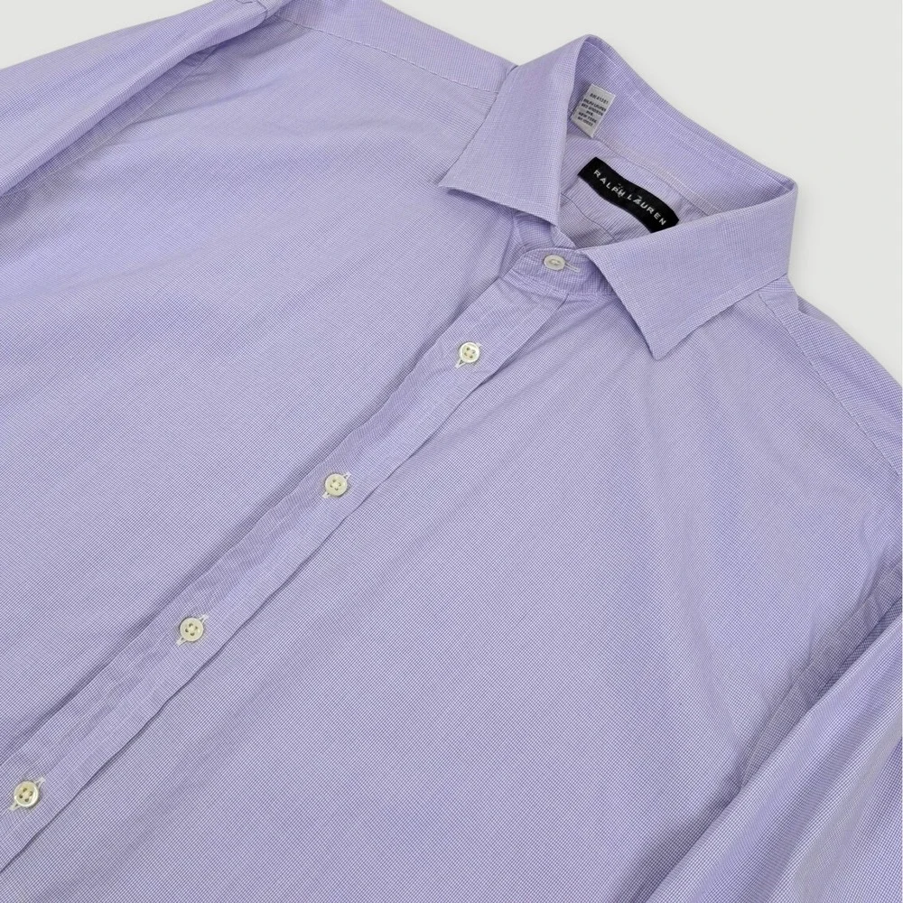 Ralph Lauren Black Label Dress Shirt Mens 17 Purple Made in Italy‎ Luxury Cotton